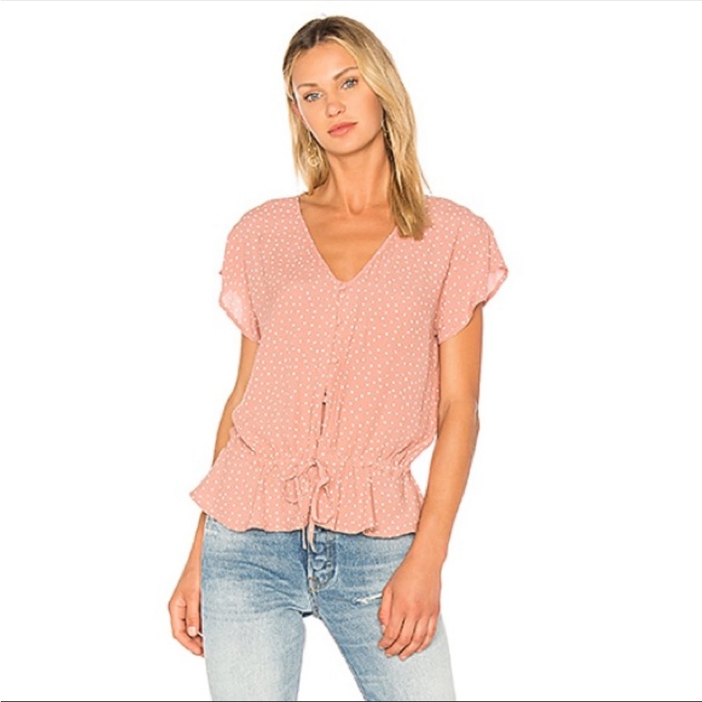 Rails Bretton peplum Blouse Rosewood Mini Hearts blush pink small cottage core